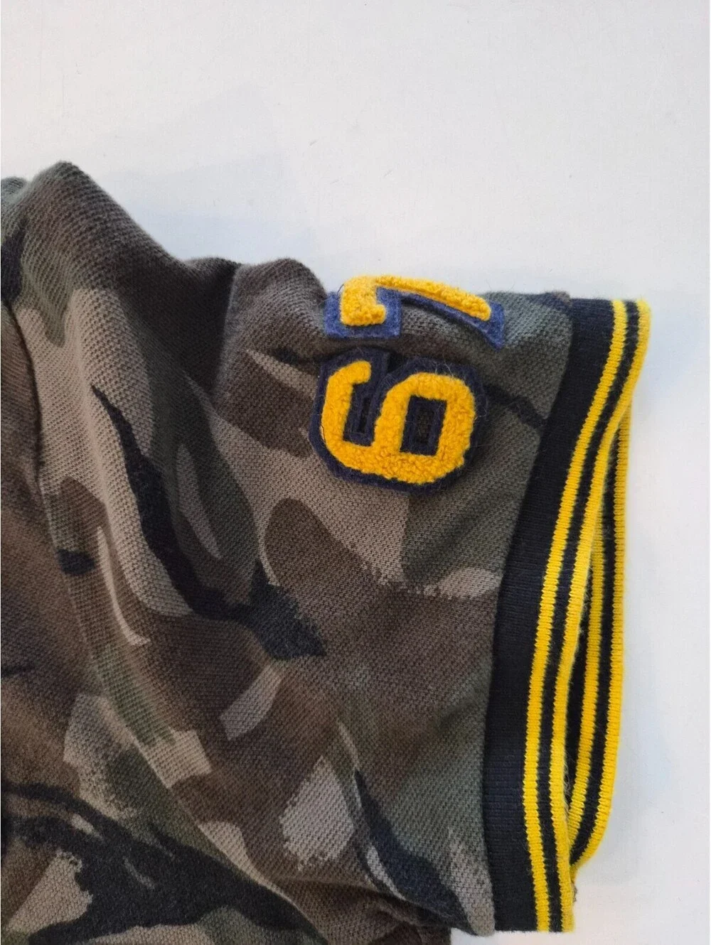 Polo Ralph Lauren Camo Polo Shirt Men L Custom Slim Fit Varsity New York P Patch